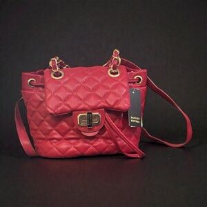 NWT Badgley Mischka Micro Mini Red Quilted Backpack with Chain Straps